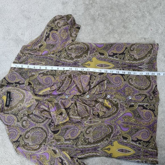100 % Silk Jones New York Collection Short Sleeve Paisley Blouse Size 12 - Picture 7 of 10